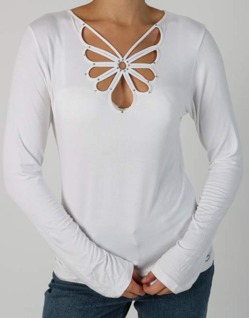 Vintage Unbranded L long sleeve top in ivory, 4 of 4