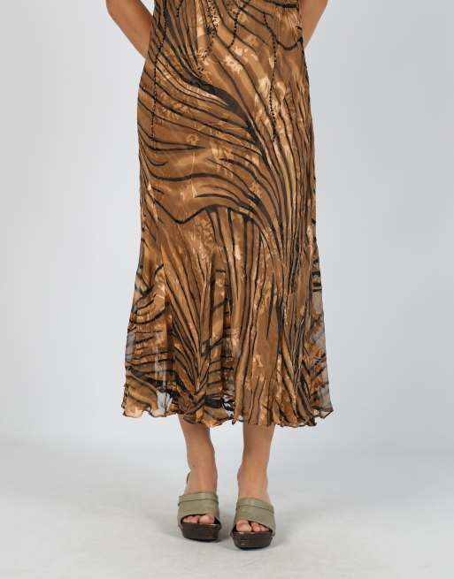 Vintage Unbranded L woven maxi dress in tan, 2 of 4
