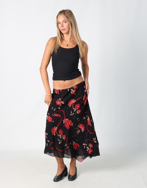 Vintage Unbranded L woven maxi skirt in black