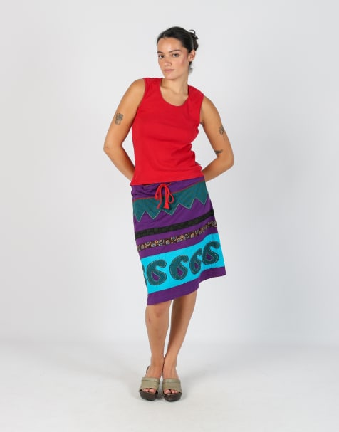 Vintage Unbranded L woven midi skirt in purple - view 1