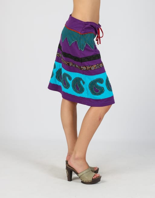 Vintage Unbranded L woven midi skirt in purple, 2 of 4