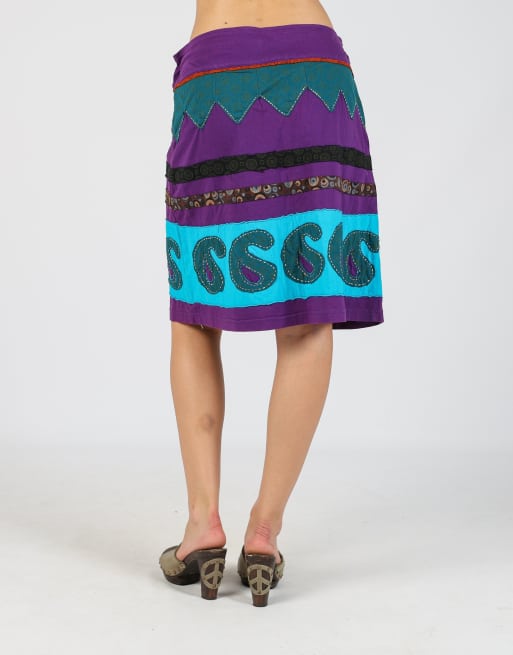 Vintage Unbranded L woven midi skirt in purple, 4 of 4