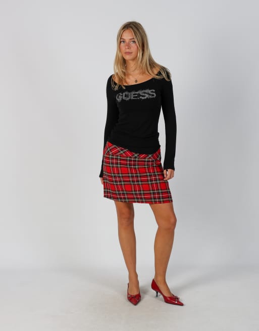 Vintage Unbranded L woven mini skirt in red, 1 of 4