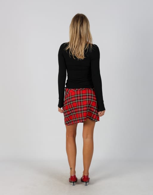 Vintage Unbranded L woven mini skirt in red, 3 of 4
