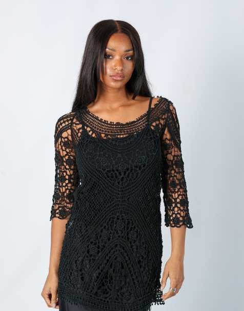 Vintage Unbranded L woven top in black - view 1