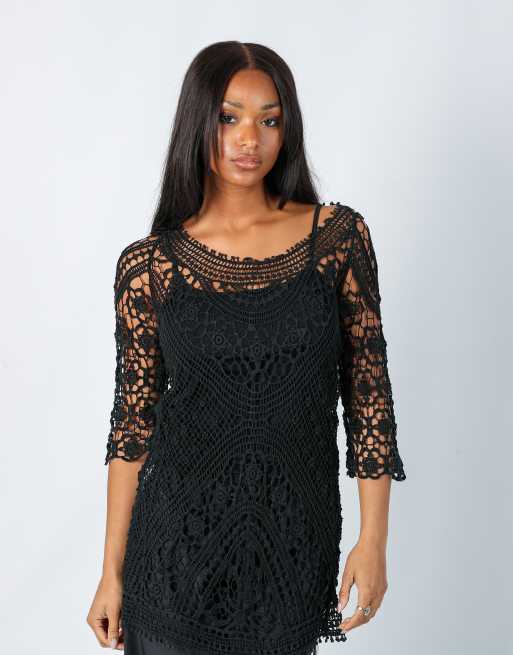 Vintage Unbranded L woven top in black