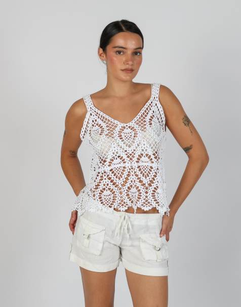 Vintage Unbranded L woven vest in white - view 1