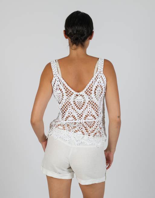 Vintage Unbranded L woven vest in white, 2 of 4