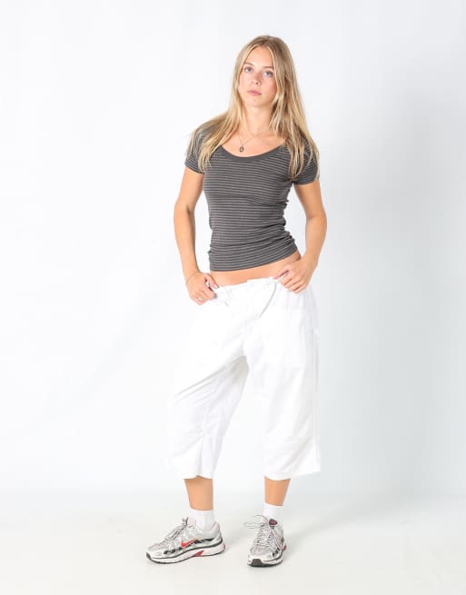 Vintage Unbranded M baggy tech pants in ivory