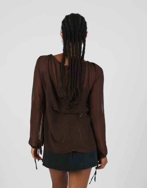 Vintage Unbranded M blouse in brown, 2 of 4