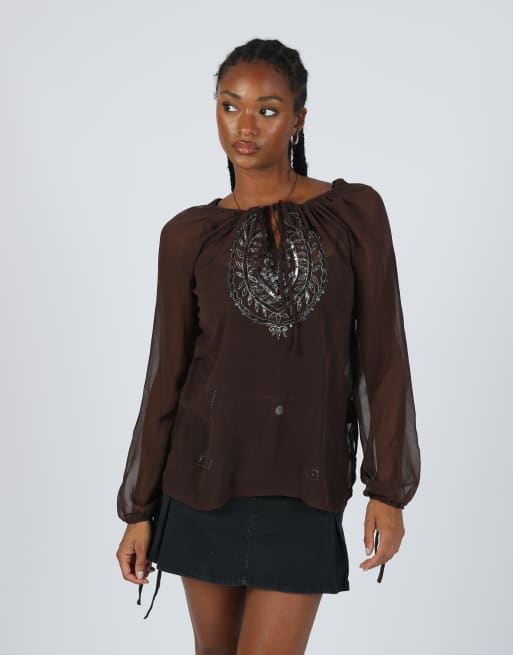Vintage Unbranded M blouse in brown, 3 of 4