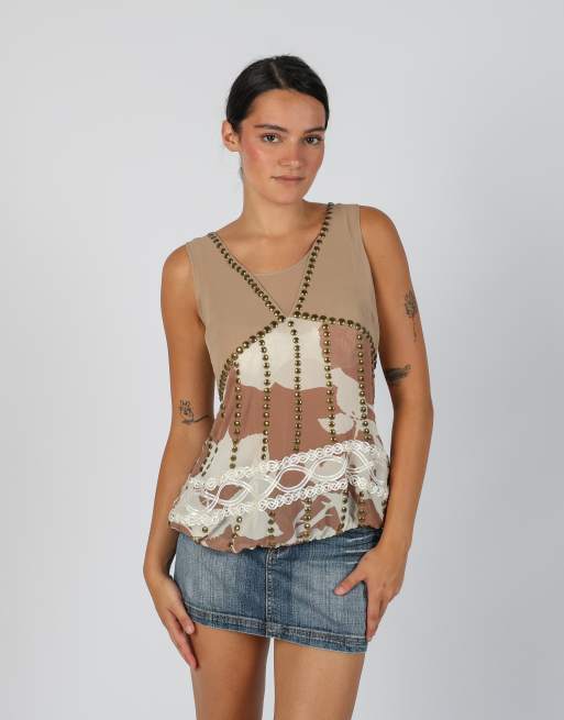 Vintage Unbranded M cami in tan