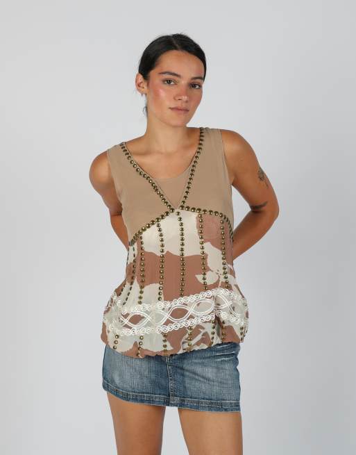 Vintage Unbranded M cami in tan, 3 of 4