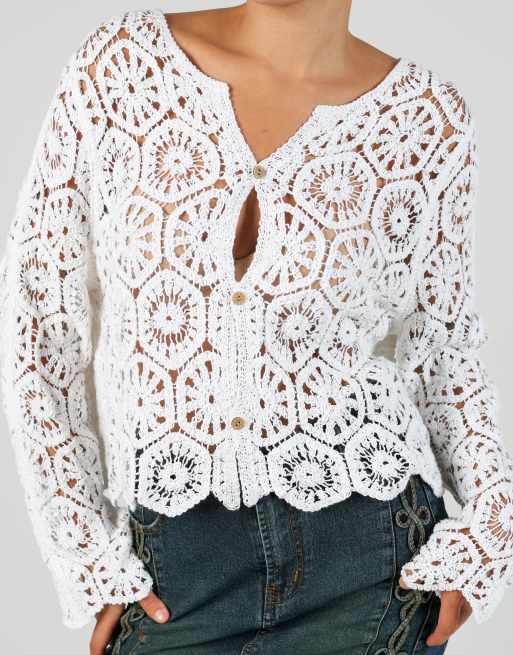 Vintage Unbranded M cardigan in white, 4 of 4