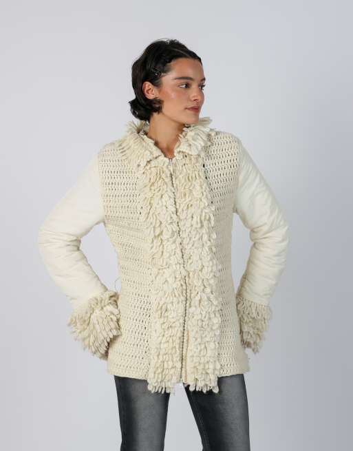 Vintage Unbranded M casual jacket in cream, 3 of 4