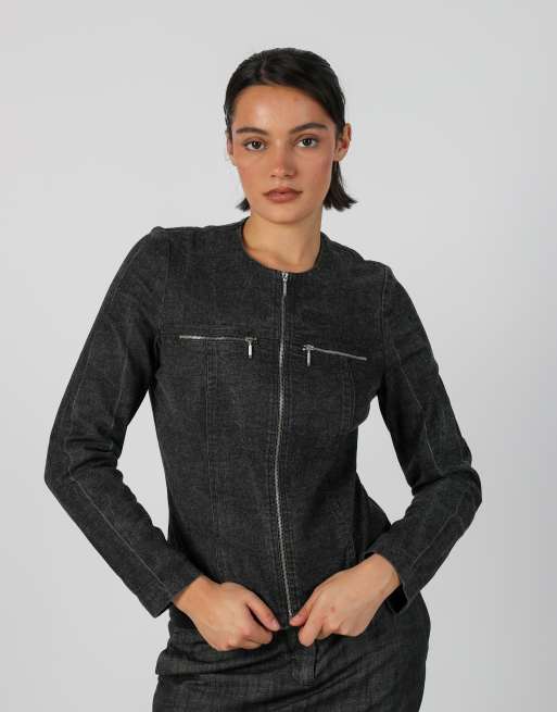 Vintage Unbranded M denim jacket in charcoal grey, 1 of 4