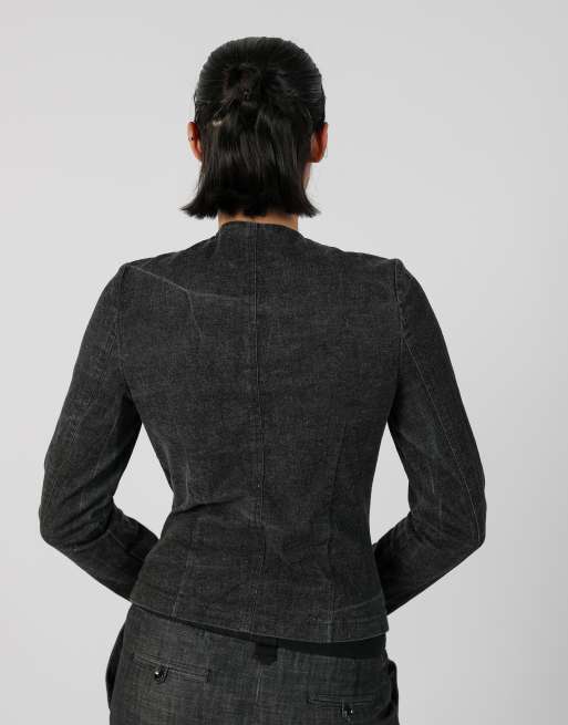 Vintage Unbranded M denim jacket in charcoal grey, 2 of 4