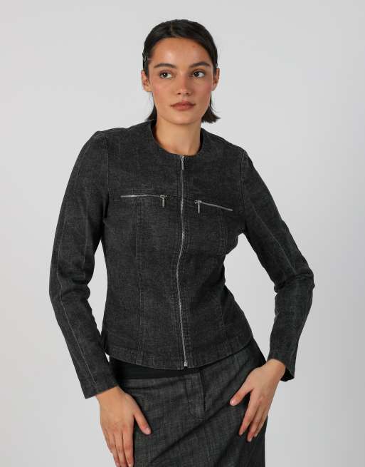 Vintage Unbranded M denim jacket in charcoal grey, 3 of 4