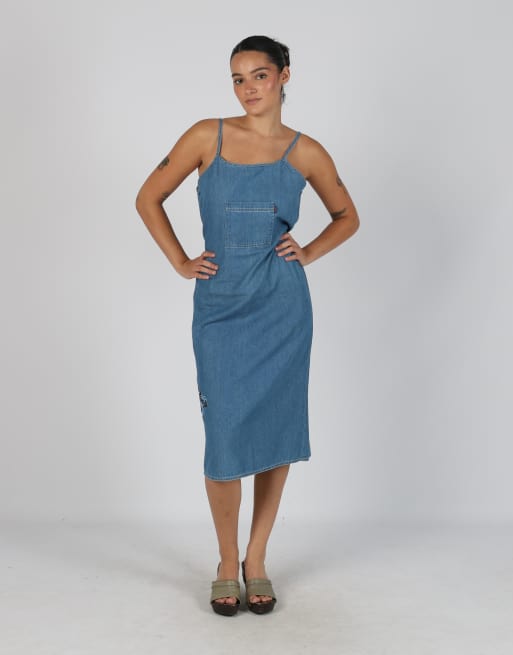 Vintage Unbranded M denim midi dress in blue