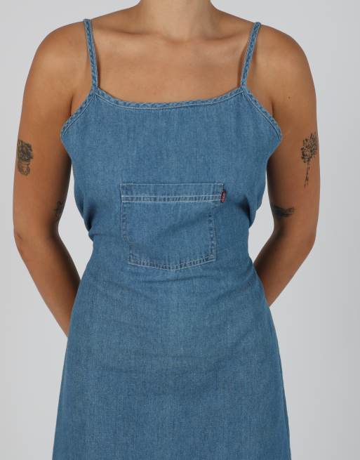 Vintage Unbranded M denim midi dress in blue, 2 of 4