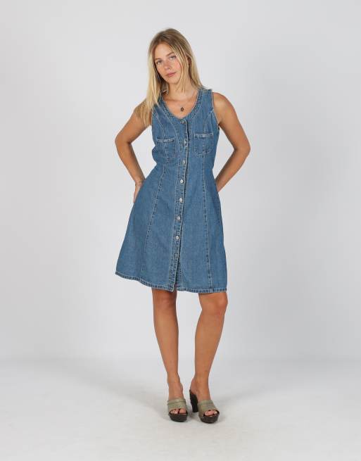 Vintage Unbranded M denim midi dress in blue