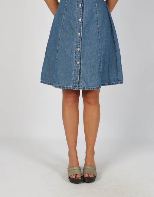 Vintage Unbranded M denim midi dress in blue, 2 of 4