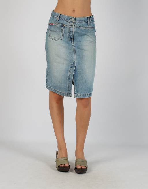 Vintage Unbranded M denim midi skirt in blue, 2 of 4