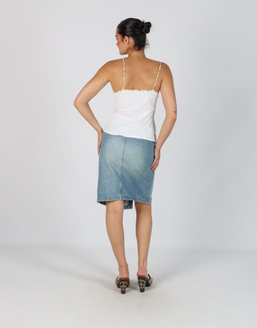 Vintage Unbranded M denim midi skirt in blue, 3 of 4
