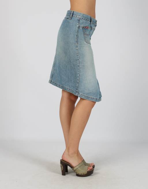 Vintage Unbranded M denim midi skirt in blue, 4 of 4