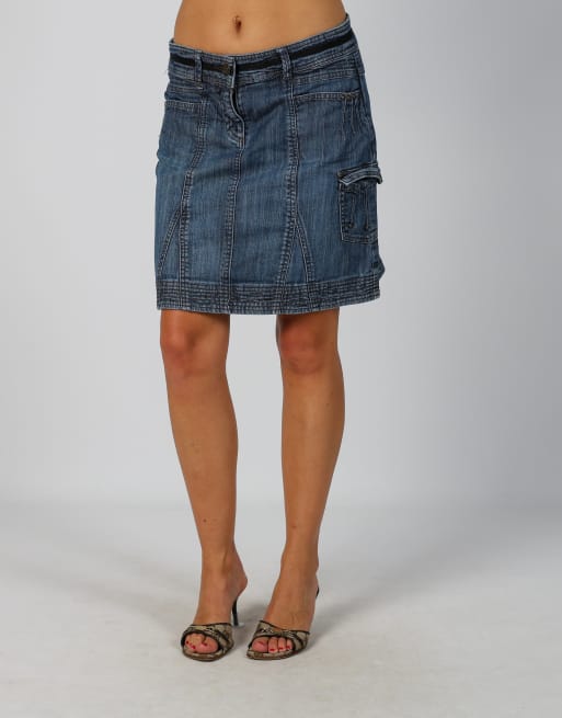 Vintage Unbranded M denim midi skirt in blue, 2 of 4