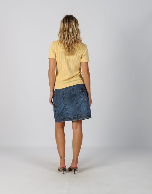 Vintage Unbranded M denim midi skirt in blue, 3 of 4