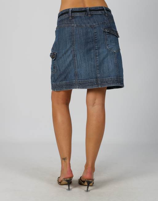 Vintage Unbranded M denim midi skirt in blue, 4 of 4