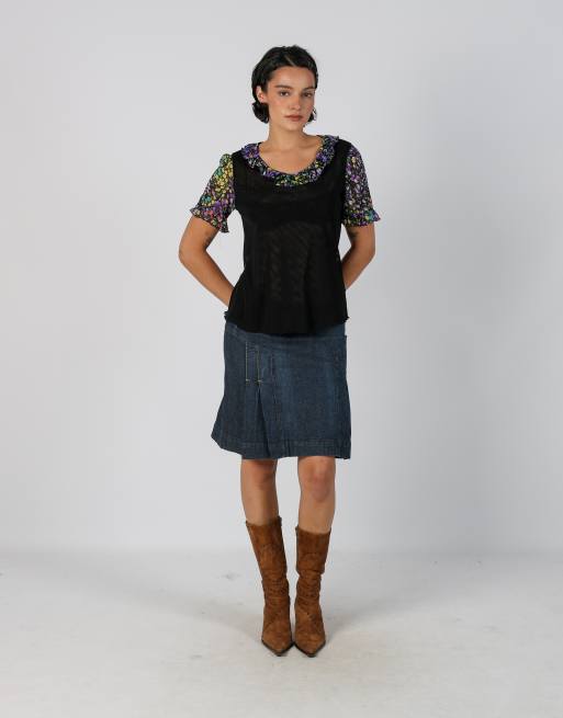 Vintage Unbranded M denim midi skirt in blue, 1 of 4