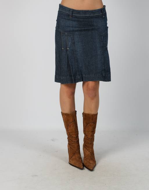 Vintage Unbranded M denim midi skirt in blue, 2 of 4