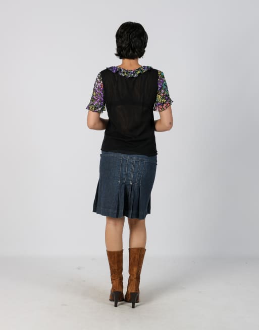 Vintage Unbranded M denim midi skirt in blue, 3 of 4