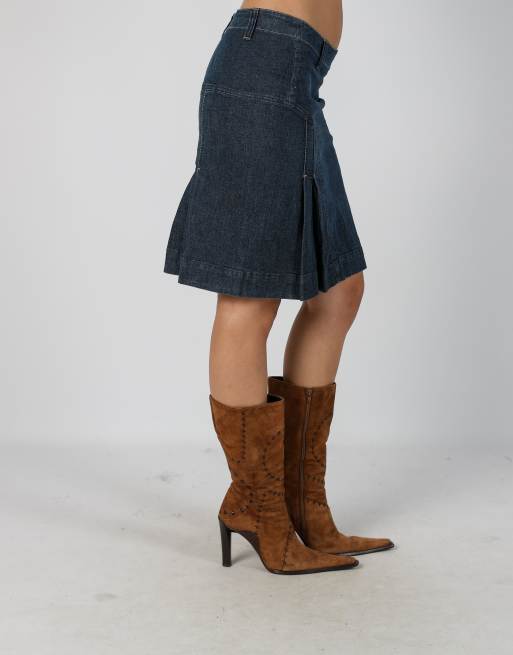 Vintage Unbranded M denim midi skirt in blue, 4 of 4