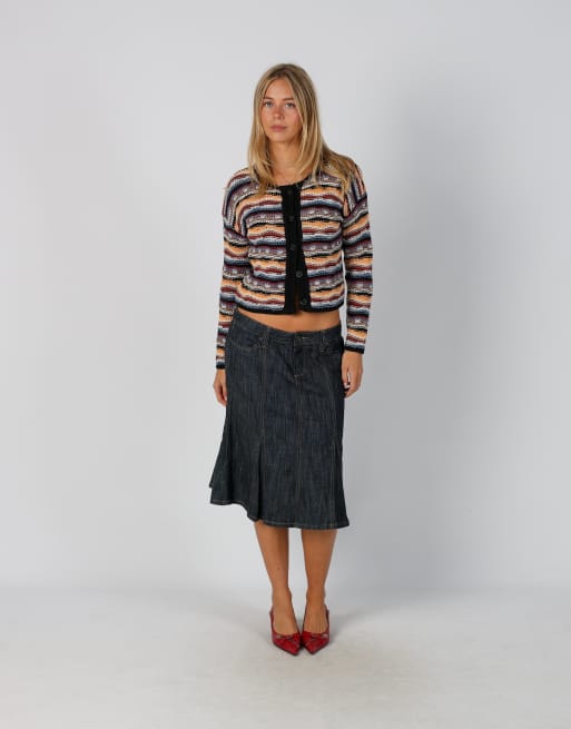 Vintage Unbranded M denim midi skirt in blue, 1 of 4