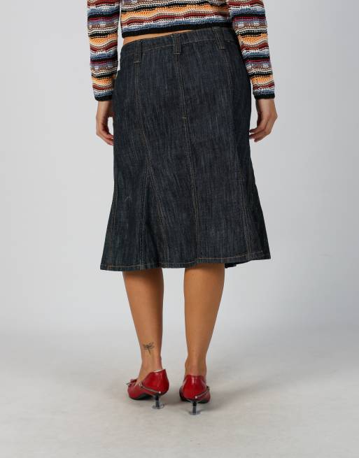 Vintage Unbranded M denim midi skirt in blue, 4 of 4