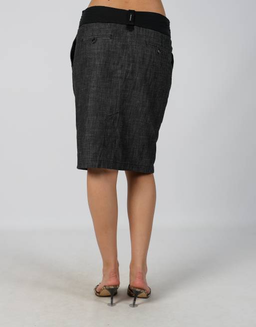 Vintage Unbranded M denim midi skirt in charcoal grey, 2 of 4