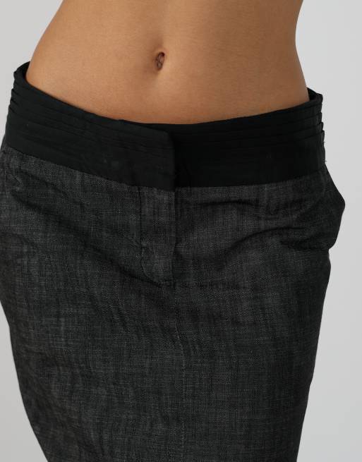 Vintage Unbranded M denim midi skirt in charcoal grey, 4 of 4