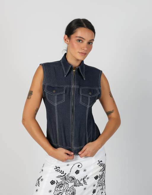 Vintage Unbranded M denim waistcoat in blue