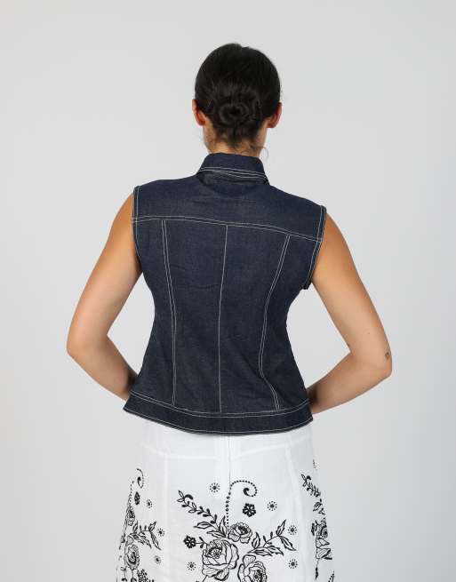 Vintage Unbranded M denim waistcoat in blue, 2 of 4