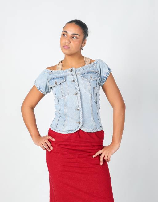 Vintage Unbranded M denim waistcoat in light blue