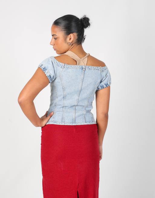 Vintage Unbranded M denim waistcoat in light blue, 2 of 4