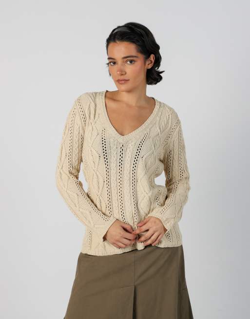 Vintage Unbranded M knitted jumper in cream, 1 of 4