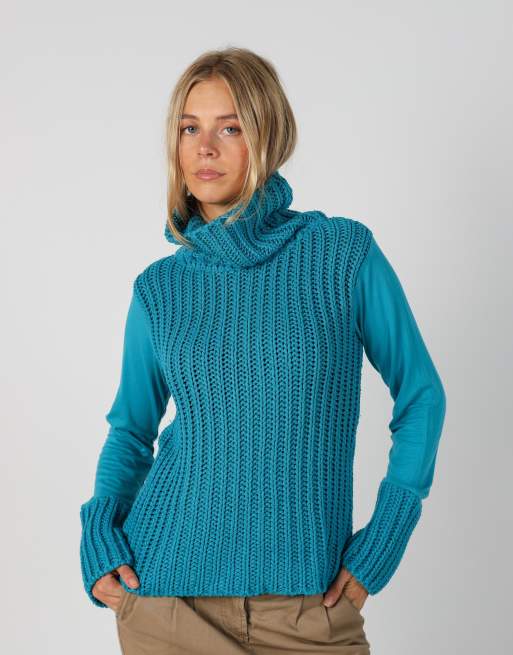 Vintage Unbranded M knitted jumper in turquoise, 1 of 4