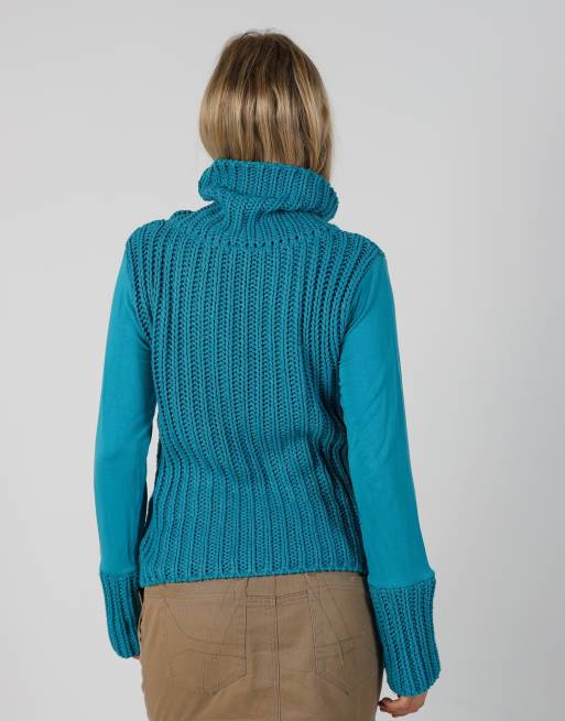 Vintage Unbranded M knitted jumper in turquoise, 2 of 4