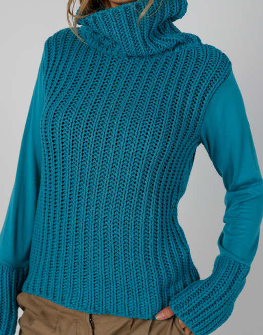 Vintage Unbranded M knitted jumper in turquoise, 4 of 4