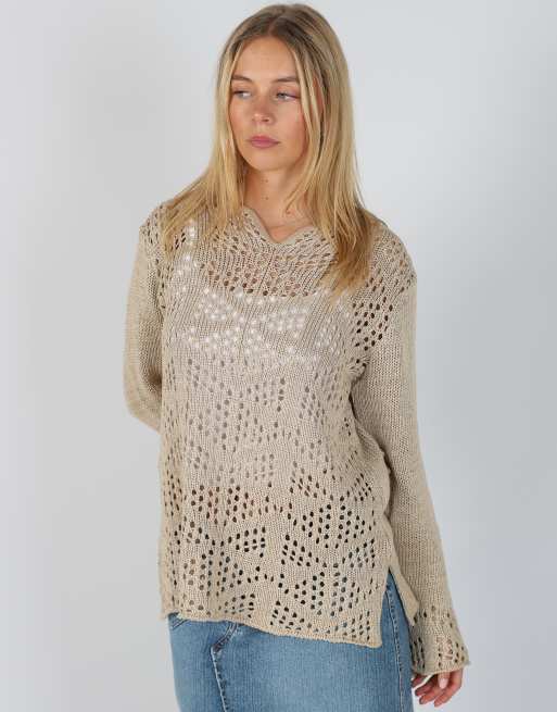 Vintage Unbranded M knitted top in beige, 3 of 4