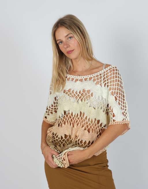 Vintage Unbranded M knitted top in cream